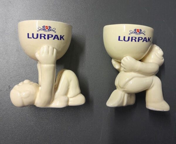 2 Vintage Collectable Lurpak, Douglas Ceramic Egg Cups, 3.25" High