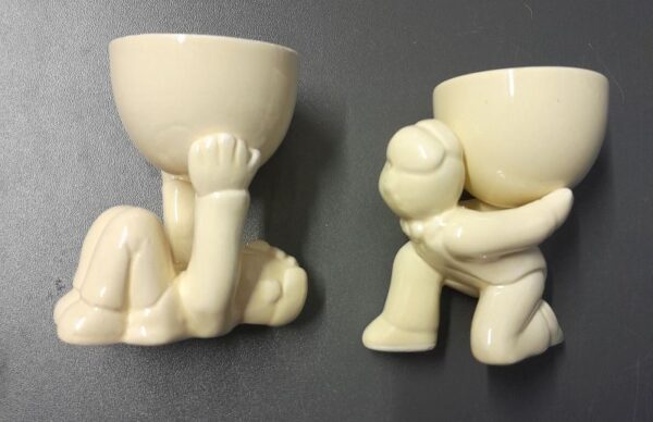 2 Vintage Collectable Lurpak, Douglas Ceramic Egg Cups, 3.25" High - Image 3