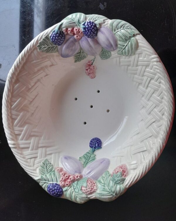 Vintage Portugal Hand Painted A. SANTOS Ceramic Fruit Strainer NO PLATE