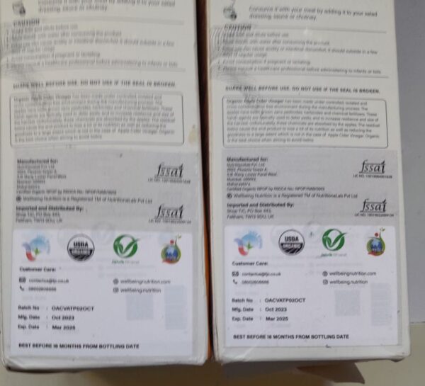 2 x Wellbeing Nutrition Organic Apple Cider Alma Tumeric Cinnamon Black Pepper 500ml - Image 3