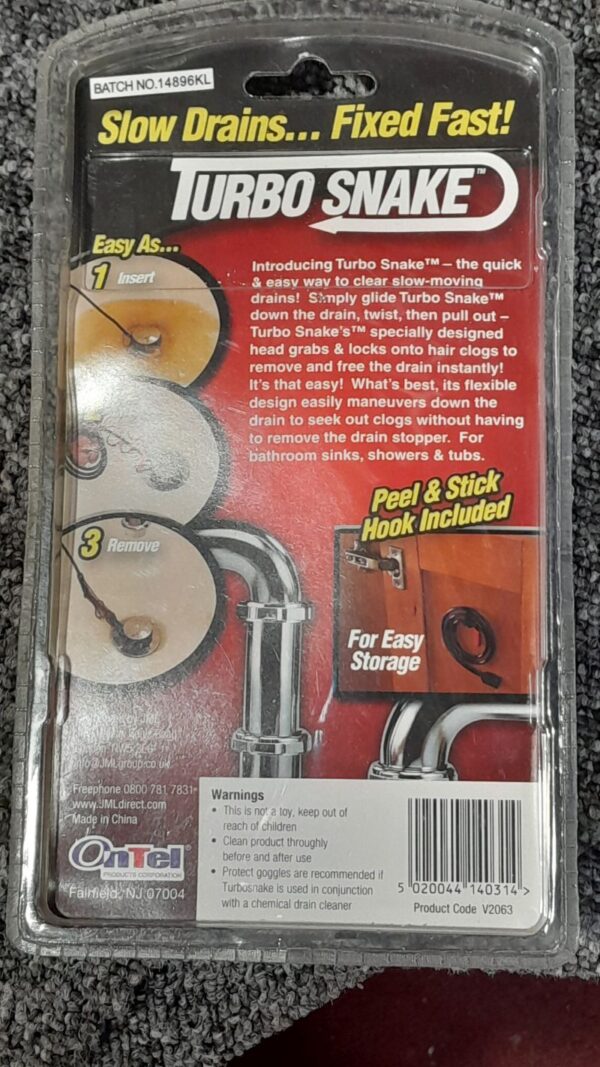 Turbo Cleaner Sink Snake Dredger Unclog Drain Hair Fixed Brush Removal Tool - Image 2